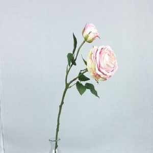 54CM ROSE SPRAY X 2 WITH LEAVES